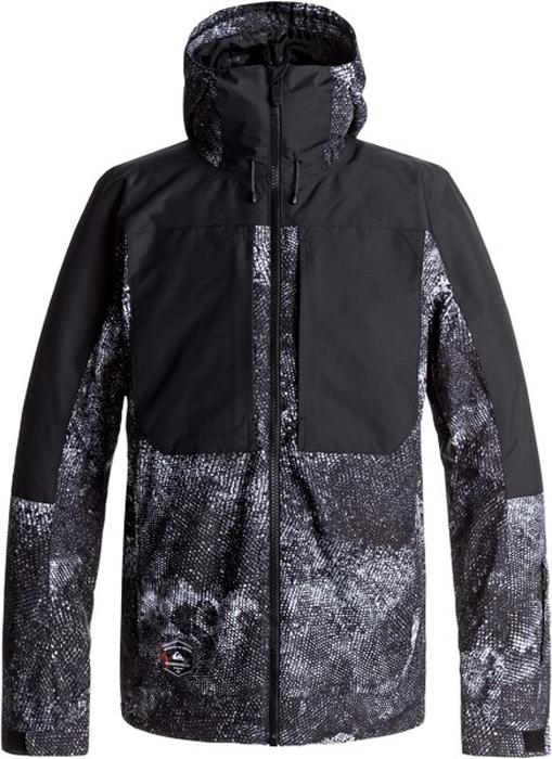 Куртка мужская Quiksilver TR Ambition, цвет: антрацитовый, серый. EQYTJ03121-WBK9. Размер XXL (54)EQYTJ03121-WBK9 Куртка мужская Quiksilver TR Ambition, цвет: антрацитовый, серый. EQYTJ03121-WBK9. Размер XXL (54)EQYTJ03121-WBK9Сноубордическая куртка Quiksilver TR Ambition изготовлена из мембранной ткани (верх из переработанного полиэстера Repreve кареточного плетения, низ из полиэстера простого плетения). В качестве утеплителя используется полиэстер (40 г). Подкладка выполнена из фактурной тафты и трикотажа с начесом. Предусмотрены сеточные вставки в области подмышек. Все основные швы проклеены. Система пристегивания позволяет куртку и штаны пристегнуть друг к другу.Модель современного кроя с капюшоном застегивается на молнию с защитой подбородка. Размер капюшона можно регулировать. Куртка дополнена несъемной противоснежной юбкой, которая застегивается на кнопки. На рукавах предусмотрены манжеты-гейтеры из лайкры. Рукава регулируются с помощью хлястиков и липучек. Куртка имеет удобные карманы, из которых карманы для скипасса, катальной маски и медиаустройств. Имеется карабин для ключей.