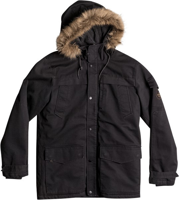 Парка мужская Quiksilver Storm Drop 5, цвет: антрацитовый. EQYJK03352-KTA0. Размер L (50)EQYJK03352-KTA0 Парка мужская Quiksilver Storm Drop 5, цвет: антрацитовый. EQYJK03352-KTA0. Размер L (50)EQYJK03352-KTA0Мужская парка Quiksilver Storm Drop 5 изготовлена из технологичного водонепроницаемого материала. На куртке предусмотрена флисовая подкладка. Изделие прошло обработку водостойким составом. Модель современного кроя с капюшоном застегивается на молнию с ветрозащитной планкой на кнопках. Размер капюшона можно регулировать. Капюшон дополнен съемной опушкой из синтетического меха. На рукавах предусмотрены трикотажные манжеты. Парка имеет удобные карманы.