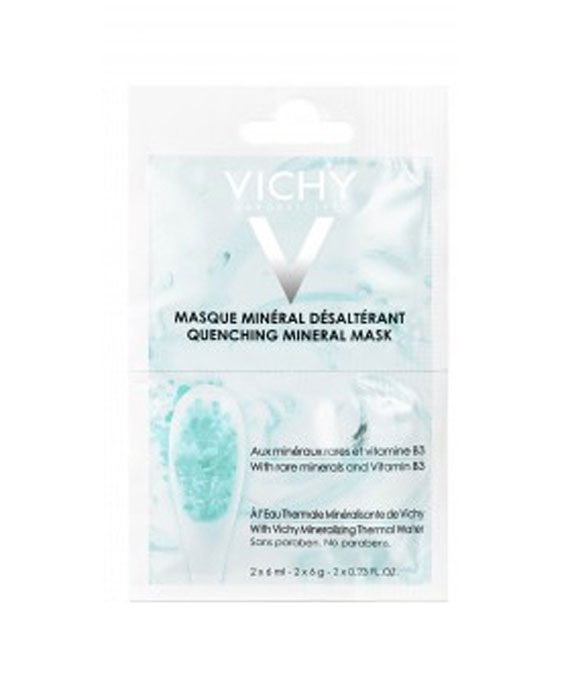 VICHY Успокаивающая маска саше 2х6млM9116300 VICHY Успокаивающая маска саше 2х6млM9116300Успокаивающая маска быстро снимает раздражение и покраснения благодаря Ниацинамиду (Витамин В3). Успокоенная кожа интенсивно увлажнена за счет входящего в состав глицерина. Обладает охлаждающим эффектом и восстанавливает минеральный баланс кожи.