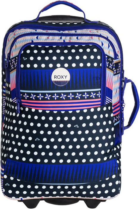 Чемодан женский Roxy цвет: индиго. ERJBL03098-BTK1ERJBL03098-BTK1 Чемодан женский Roxy цвет: индиго. ERJBL03098-BTK1ERJBL03098-BTK1Яркий и практичный чемодан Roxy не оставит вас равнодушной. Чемодан изготовлен из качественного плотного полиэстера. Изделие оформлено оригинальным принтом в виде орнамента. Передний карман и верхняя ручка украшены нашивками с названием фирмы. На лицевой стороне расположены два небольших кармана на молнии для мелочей и одно вместительное отделение, закрывающееся на молнию. Внутри расположено два основных просторных отделения, которые закрываются на удобную молнию. Также внутри находится отделение для ноутбука с уплотненными стенками.Чемодан оснащен удобными упругими колесиками и удобной складной ручкой, с помощью которых его удобно перевозить. Также чемодан имеет ручку сверху и сбоку для удобства переноса.Такой оригинальный и практичный чемодан идеально подойдет для поездок и путешествий. Он вместит все необходимые вещи и станет незаменимым аксессуаром во время поездок.