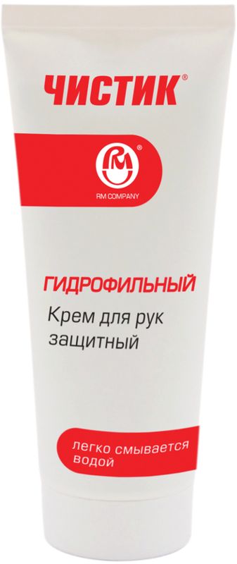 Крем для рук защитный PM Чистик, гидрофильный, 100 млАС.060041 Крем для рук защитный PM Чистик, гидрофильный, 100 млАС.060041Крем гидрофильный PM Чистик специально разработан для защиты кожи рук от вредных воздействий на производстве. Подходит для использования во всех отраслях промышленности (горнодобывающем, нефтеперерабатывающем, химическом производствах, металлургии, строительстве, транспорте, машиностроении и других). Крем предназначен для защиты кожи рук от разбавленных водных растворов кислот, щелочей, солей, детергентов (ПАВ), смешиваемых с водой смазочно-охлаждающих жидкостей (СОЖ). Товар сертифицирован.
