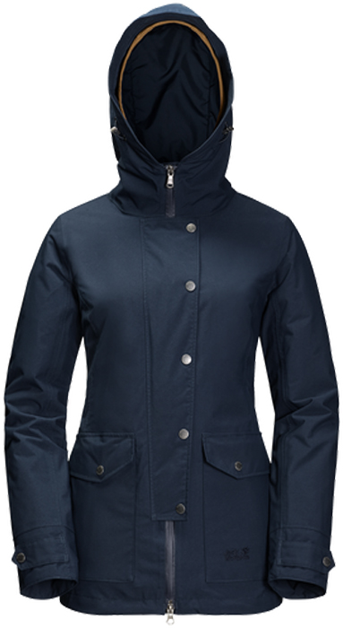Куртка женская Jack Wolfskin Devon Island, цвет: темно-синий. 1109321-1910. Размер XS (42)1109321-1910 Куртка женская Jack Wolfskin Devon Island, цвет: темно-синий. 1109321-1910. Размер XS (42)1109321-1910Водонепроницаемая куртка 3 в 1 Jack Wolfskin Devon Island состоит из двух курток, состегивающихся между собой. Утепленная внутренняя куртка приталенного кроя с воротником-стойкой и вшитым капюшоном застегивается на молнию с внутренней ветрозащитной планкой и дополнена двумя прорезными карманами на молнии. Куртка изготовлена из легкого, ветро- и водостойкого материала Softtouch Taffeta, в качестве наполнителя использован эффективный синтетический утеплитель Microguard (100 г/м2).Внешняя куртка с глубоким вшитым капюшоном с возможностью регулировать внутренний объем и область обзора застегивается на молнию с ветрозащитной планкой на кнопках и дополнена 4 карманами на бедрах и внутренним карманом. Манжеты рукавов имеют хлястики на кнопках, позволяющие регулировать объем. Куртка изготовлена из материала Texapore Herringbone 2L, это прочная, похожая на хлопок, водонепроницаемая и дышащая ткань с узором в елочку (водостойкость в мм водяного столба: 10 000 мм, паропроницаемость (MVTR): > 6000 г/м2/24 ч). Холодный ветер и мокрый снег - подходящая погода для куртки 3 в 1 Devon Island. Просто наденьте суперглубокий капюшон, глухо застегните куртку и направляйтесь на встречу повседневным приключениям. И неважно, какая на улице погода. Ткань Texapore гарантированно не даст вам промокнуть. Комфортный микроклимат - это тоже типичное ее свойство. Утепленная внутренняя куртка сохранит тепло на протяжении долгих дней, проведенных в холоде. А летом, если вам нужна ветровка, или осенью, если необходима теплая внутренняя куртка, вы можете отстегнуть ее с помощью системной застежки-молнии и носить два изделия по отдельности.