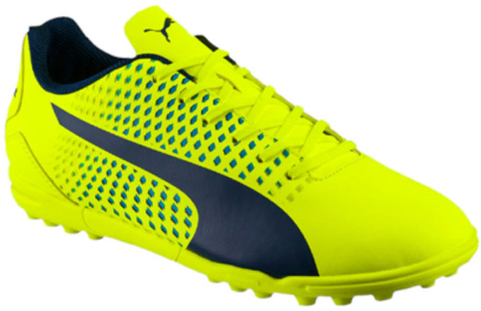 Бутсы мужские Puma Adreno III TT, цвет: желтый. 10404809. Размер 9,5 (43)10404809 Бутсы мужские Puma Adreno III TT, цвет: желтый. 10404809. Размер 9,5 (43)10404809Бутсы Adreno III сочетают в себе многочисленные высокотехнологичные новинки, доступную цену и запоминающийся дизайн, ставший визитной карточкой PUMA. Модель Adreno III - это легкость, удобство и долговечность благодаря использованию мягкого, но в то же время очень прочного синтетического материала верха, а также мягкой подкладки, комфортно облегающей ногу.