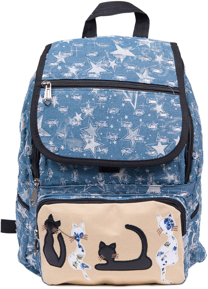 Рюкзак женский Nuages, цвет: голубой. NR7116/1blueNR7116/1blue Рюкзак женский Nuages, цвет: голубой. NR7116/1blueNR7116/1blueЖенский рюкзак Nuages изготовлен из плотного текстиля с забавным рисунком. Рюкзак имеет одно основное отделение и закрывается на застежку-молнию и клапаном на липучке. На лицевой стороне находится один объемный карман на молнии, один карман на молнии на клапане, по бокам два кармана на молнии и сзади один карман на молнии.Рюкзак оснащен плечевыми лямками регулируемой длины из текстиля и короткой ручкой. Стильный рюкзак эффектно дополнит ваш яркий образ.