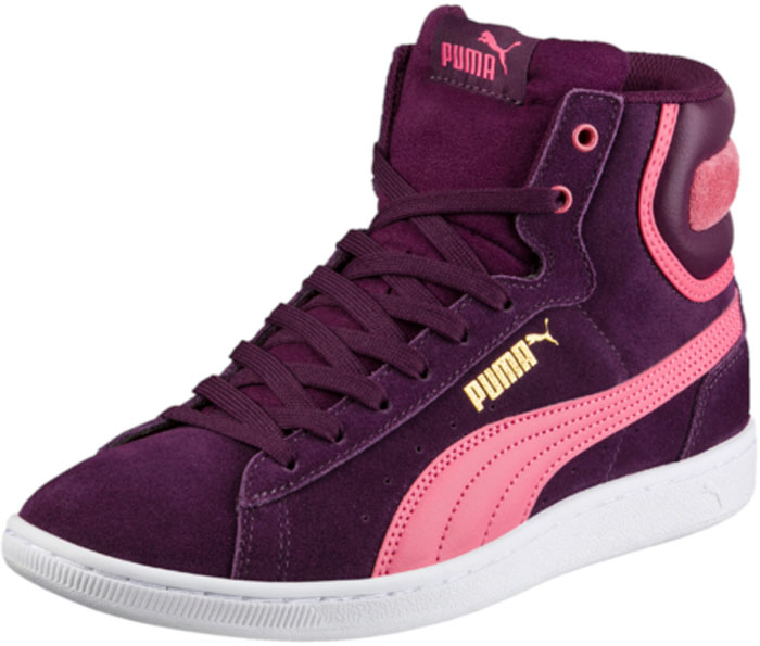 Кеды женские Puma Vikky Mid, цвет: темно-фиолетовый, розовый. 36262817. Размер 5 (37)36262817 Кеды женские Puma Vikky Mid, цвет: темно-фиолетовый, розовый. 36262817. Размер 5 (37)36262817Стильные женские кеды Vikky Vikky Mid от Puma - это сочетание привлекательности классического стиля Puma с новым смелым дизайном настоящих уличных кроссовок. В них есть элегантность, они обеспечивают комфорт и долговечны в носке. Сохраняя наследие Puma, модель Vikky Mid преумножает его, внося свежие, интересные и смелые ноты.Верх модели выполнен из натуральной замши и кожи. Высокая шнуровка для максимального облегания. Оформлены кеды вставками из натуральной кожи, а также с внешнего бока и на язычке - изображениями названия и логотипа бренда.В таких кедах вашим ногам будет тепло, комфортно и уютно.