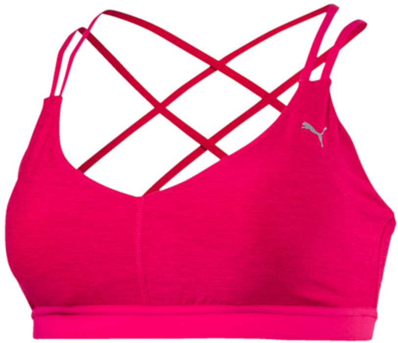 Топ-бра женский Puma Yogini Lux Strappy, цвет: малиновый. 51567504. Размер S (42/44)51567504 Топ-бра женский Puma Yogini Lux Strappy, цвет: малиновый. 51567504. Размер S (42/44)51567504Этот удобный спортивный бюстгальтер-топ изготовлен с использованием высокофункциональной технологии DryCell, которая отводит влагу, поддерживает тело сухим и гарантирует комфорт во время активных тренировок и занятий спортом. Эластичные лямки через плечо регулируемой длины обеспечивают надежную поддержку груди. Форму помогают подчеркнуть вшитые чашечки из дышащего материала. За комфорт отвечает нижний край, изготовленный из сверхмягкого и очень эластичного материала. Свободу движений обеспечивает фасон с полностью открытой спиной. Изделие декорировано переливающимся логотипом, нанесенным на левую сторону груди, и лучше всего подходит для занятий йогой, пилатесом, работы у балетного станка.