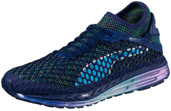 Кроссовки мужские для бега Puma Speed Ignite Netfit Champs, цвет: синий. 18994201. Размер 8 (41)18994201 Кроссовки мужские для бега Puma Speed Ignite Netfit Champs, цвет: синий. 18994201. Размер 8 (41)18994201Модель Speed Ignite Netfit Champs от Puma - мечта бегуна! Легкость используемых материалов сопровождается целой гаммой передовых технологических решений, благодаря которым эти кроссовки буквально не ощущаются на ногах. Особый шик этой модели придает уникальная система шнуровки Netfit, которая благодаря сетчатому покрытию всей союзки позволяет вам выбрать тот вариант шнуровки, который подходит вам лучше всего. Возврат энергии генерирует двухслойный амортизирующий материал нового поколения Ignite в промежуточной подошве, равномерно распределяющий беговые нагрузки и обеспечивающий упругость. За продвижение вперед с ускорением отвечает особая конструкция носка, создающая необходимое сцепление с поверхностью, а также обеспечивающая эластичность и оптимальное направление вектора энергии в фазе толчка. Сверкающие декоративные элементы придают кроссовкам особый праздничный вид.