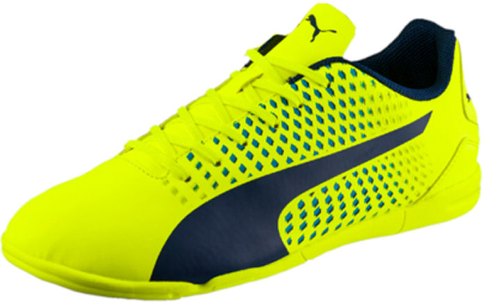 Кроссовки для футзала мужские Puma Adreno III IT, цвет: желтый. 10404709. Размер 9 (42)10404709 Кроссовки для футзала мужские Puma Adreno III IT, цвет: желтый. 10404709. Размер 9 (42)10404709Бутсы Adreno III сочетают в себе многочисленные высокотехнологичные новинки, доступную цену и запоминающийся дизайн, ставший визитной карточкой PUMA. Модель Adreno III - это легкость, удобство и долговечность благодаря использованию мягкого, но в то же время очень прочного синтетического материала верха, а также мягкой подкладки, комфортно облегающей ногу.
