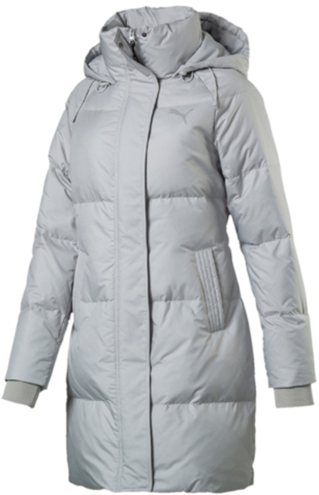 Пуховик женский Puma 450 HD Down Coat, цвет: светло-серый. 59242639. Размер L (46/48)59242639 Пуховик женский Puma 450 HD Down Coat, цвет: светло-серый. 59242639. Размер L (46/48)59242639Модель декорирована глянцевым логотипом и другой фирменной символикой Puma, нанесенными методом пигментной печати. Она изготовлена с использованием высокофункциональной технологии WarmCell, которая благодаря дышащим свойствам материала удерживает тепло и сохраняет оптимальную температуру вашего тела даже в холодную погоду. Объемный капюшон отлично защищает от капризов погоды, как и отстегивающаяся кокетка на кнопках. Глубокие проймы придают модели особую непринужденность, а манжеты эластичного материала надежно защищают кисти рук. Молния на всю длину изделия застегивается с обеих сторон. На изнанке имеется петля для вешалки и висячий ярлык с указанием состава наполнителя. Изделие имеет удобную стандартную посадку.