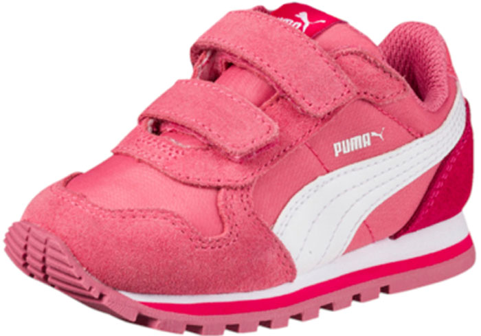 Кроссовки для девочки Puma ST Runner NL V PS, цвет: розовый. 36073720. Размер 11,5 (29)36073720 Кроссовки для девочки Puma ST Runner NL V PS, цвет: розовый. 36073720. Размер 11,5 (29)36073720Разработанные в лучших традициях PUMA кроссовки серии ST Runner NL V PS - идеальный вариант для прогулок и активного отдыха. Верхняя часть обуви из высококачественного нейлона с мягкими замшевыми вставками и накладками обеспечивает комфорт и прекрасную посадку по ноге. ST Runner NL V PS – это неповторимый дизайн, новое прочтение классической традиции и прекрасное дополнение к стильному повседневному гардеробу.