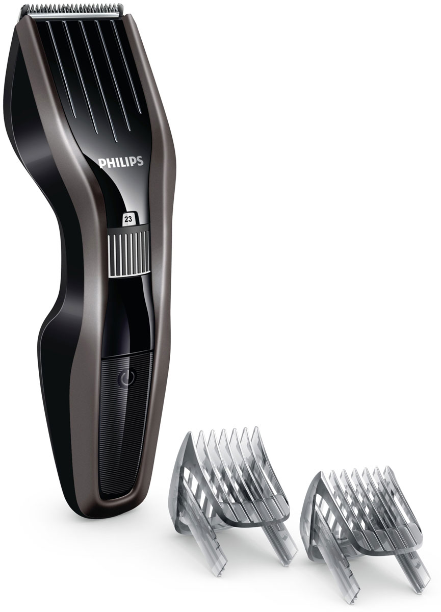 Philips HC5438/15 беспроводная машинка для стрижки волос с 23 установками длиныHC5438/15 Philips HC5438/15 беспроводная машинка для стрижки волос с 23 установками длиныHC5438/15Машинка для стрижки волос Philips HC5438/15 создана для отличных результатов и долгой службы. Инновационный режущий блок, лезвия из нержавеющей стали и регулируемый гребень — все, что нужно для быстрой и точной стрижки снова и снова.Усовершенствованная технология DualCut — это режущий блок с двойной заточкой и низким коэффициентом трения. Корпус из стали обеспечивает дополнительную надежность, а инновационный режущий блок гарантирует в два раза более быструю стрижку по сравнению с обычными машинками Philips. Самозатачивающиеся лезвия из нержавеющей стали долго остаются острыми.Поверните колесико для выбора и фиксации нужной установки длины. Прибор оснащен 23 установками длины: от 1 до 23 мм с шагом 1 мм. Прибор также можно использовать без гребня для подравнивания на минимальной длине 0,5 мм.Для максимальной мощности и свободы движения питание прибора может осуществляться как от сети, так и от аккумулятора. 75 минут автономной работы после 8 часов зарядки.Просто выберите и зафиксируйте нужную установку длины с помощью регулировочного колесика, в зависимости от того, хотите ли вы подровнять бороду или создать идеальную щетину. Прикрепите регулируемый гребень для бороды с 23 фиксируемыми установками длины от 1 до 23 мм с шагом 1 мм. Прибор также можно использовать без гребня для подравнивания на минимальной длине 0,5 мм.