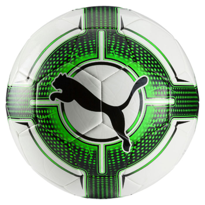 Мяч футбольный Puma Evopower 6.3 Trainer Ms, цвет: белый, зеленый. 08256331. Размер 508256331 Мяч футбольный Puma Evopower 6.3 Trainer Ms, цвет: белый, зеленый. 08256331. Размер 508256331Футбольный мяч с оптимальным сочетанием цена-качество предназначен для тренировок и игр на любом уровне любительского футбола. Сочетание покрытия из термополиуретана с подложкой из вспененного термопластичного эластомера, подкладки из полиэстера и резиновой камеры, а также надежная машинная прошивка панелей создают такие характеристики мяча, которые обеспечивают удобство приема, сохранение формы, предсказуемость отскока, отличные аэродинамические качества.