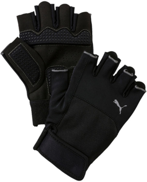 Перчатки для фитнеса Puma Tr Gloves Up, цвет: черный. 04129601. Размер M (9)04129601 Перчатки для фитнеса Puma Tr Gloves Up, цвет: черный. 04129601. Размер M (9)04129601Мягкая замша и дополнительная подложка на ладони, сгибах пальцев и большом пальце перчаток обеспечивают комфорт и износостойкость, сочетание полиэстера и эластана в качестве основного материала тыльной стороны изделия способствует отличной посадке по руке, а регулируемая застежка на липучке облегчает процесс снимания и надевания перчатки, которая также декорирована логотипом PUMA из светоотражающего материала, нанесенным на тыльную сторону.