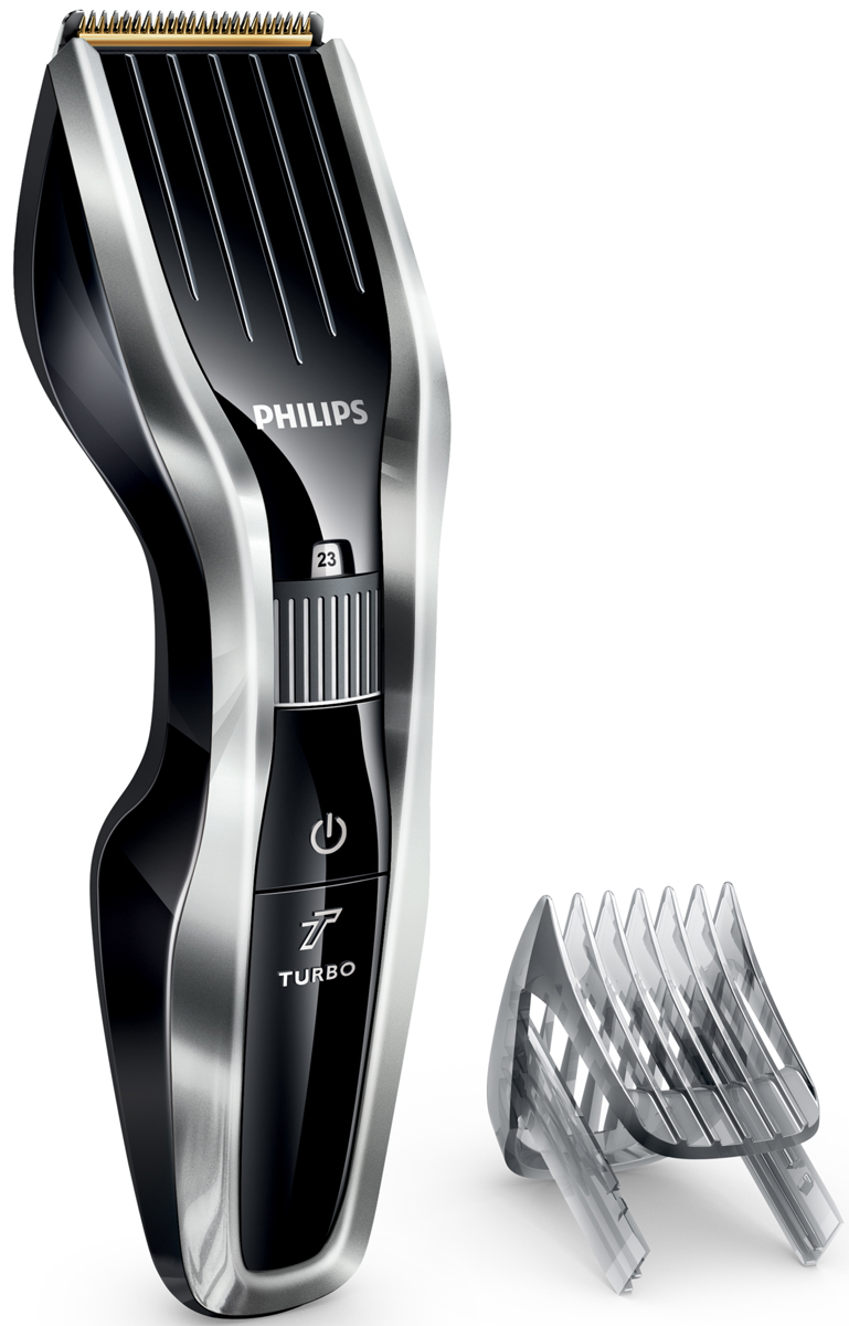 Philips HC5450/15 беспроводная машинка для стрижки волос с 24 установками длиныHC5450/15 Philips HC5450/15 беспроводная машинка для стрижки волос с 24 установками длиныHC5450/15Машинка для стрижки волос Philips HC5450/15 создана для эффективной работы и долгой службы. Инновационный режущий блок, прочные титановые лезвия и регулируемый гребень — все, что нужно для быстрой и точной стрижки.Двойной режущий блок с двойной заточкой и уменьшенным трением:Усовершенствованная технология DualCut — это режущий блок с двойной заточкой и низким коэффициентом трения. Прочный корпус выполнен из нержавеющей стали, а инновационный режущий блок обеспечивает в два раза более быструю стрижку для любого типа волос по сравнению с обычными машинками Philips.Самозатачивающиеся титановые лезвия придают дополнительную прочность:Титановые лезвия прочнее стальных, они являются стандартом максимальной надежности. Кроме того, лезвия самозатачиваются, обеспечивая долгий срок службы и точную стрижку.24 установки длины от 0,5 до 23 мм, которые легко выбрать и зафиксировать:Поверните колесико для выбора и фиксации нужной установки длины. Прибор оснащен 23 установками длины: от 1 до 23 мм с шагом 1 мм. Прибор также можно использовать без гребня для подравнивания на минимальной длине 0,5 мм.1 час зарядки — 90 минут автономной работы:Для максимальной мощности и свободы движения питание прибора может осуществляться как от сети, так и от аккумулятора. 90 минут автономной работы после 1 часа зарядки.Кнопка турборежима для увеличения скорости стрижки:Кнопка турборежима позволяет увеличить скорость для оптимальной стрижки даже самых жестких волос.Съемные лезвия для удобной очистки:Просто снимите головку, чтобы освободить и очистить лезвия.