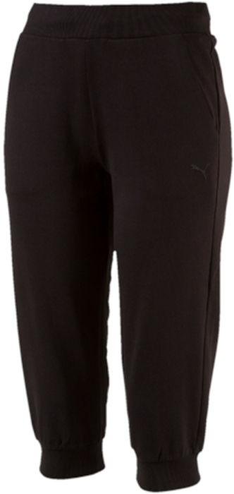 Капри женские Puma ESS Capri Sweat Pants W, цвет: черный. 83842401. Размер L (46/48)83842401 Капри женские Puma ESS Capri Sweat Pants W, цвет: черный. 83842401. Размер L (46/48)83842401Капри ESS Capri Sweat Pants W изготовлены из хлопка с добавлением полиэстера. Модель декорирована вышитым логотипом PUMA. Среди других особенностей изделия - пояс из трикотажа в резинку с затягивающимся шнуром, боковые швы с нахлестом вперед и манжеты из трикотажа в резинку. Изделие имеет стандартную посадку.