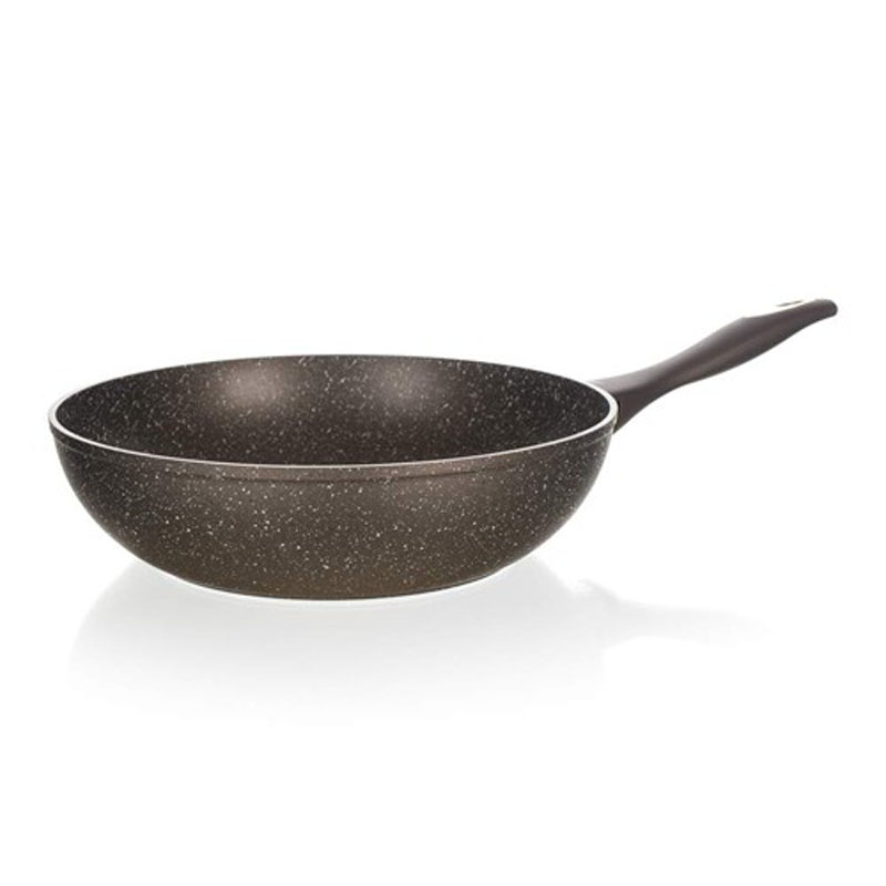 Сковорода-вок Banquet Granite, с антипригарным покрытием, цвет: коричневый. Диаметр 28 см40050728B Сковорода-вок Banquet Granite, с антипригарным покрытием, цвет: коричневый. Диаметр 28 см40050728BРазмеры: диаметр 28 см, высота 7,8 см. Цвет внутреннего антипригарного покрытия - гранит. Покрытие очень устойчивое к уарапинам. Сковорода имеет форму устойчивую к ударам и деформации. Высокая теплопроводность обеспечивает быстрое и экономичное приготов Литой аллюминий, антипригарное покрытие, толщина стенки 3 мм.