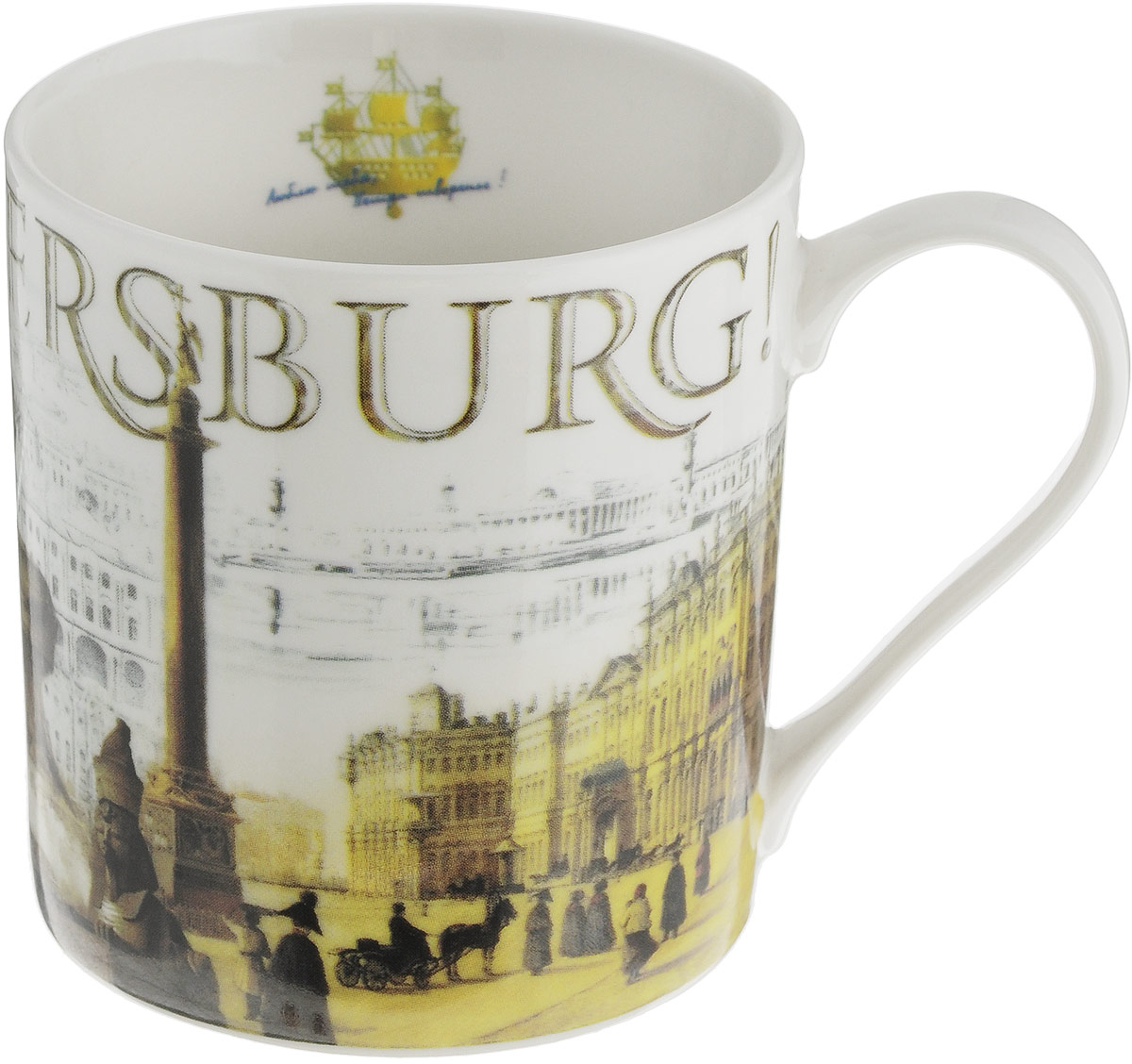 Кружка GiftnHome Vivat Petersburg!, 360 млM-360_вид 2 Кружка GiftnHome Vivat Petersburg!, 360 млM-360_вид 2Кружка GiftnHome Vivat Petersburg! выполнена из высококачественного костяного фарфора с глазурованным покрытием и оформлена оригинальным рисунком. Изделие оснащено удобной ручкой.Такая кружка прекрасно оформит стол к чаепитию и станет его неизменным атрибутом. Можно мыть в посудомоечной машине и использовать в СВЧ.Диаметр кружки (по верхнему краю): 8,5 см.Высота чашки: 9 см.