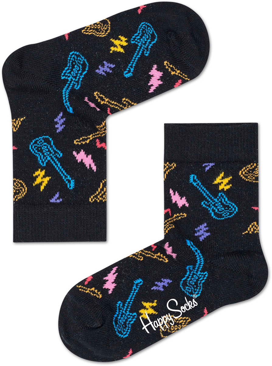 Носки детские Happy socks, цвет: черный, мультиколор. KGUI01. Размер 20, 7-9 лет