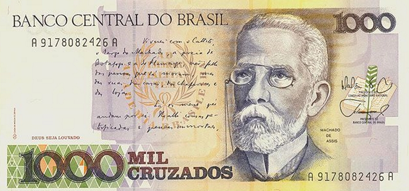 Банкнота номиналом 1000 крузадо. Бразилия, 1988 год