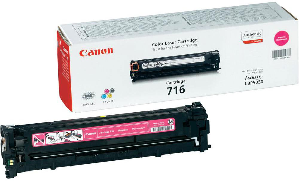 Canon 716, Magenta тонер-картридж для LBP-5050/5050N/MF8030CN/8050CN1978B002 Canon 716, Magenta тонер-картридж для LBP-5050/5050N/MF8030CN/8050CN1978B002Оригинальный картридж Canon 716 с оригинальным тонером гарантирует профессиональный вид печатаемых документов и высокую производительность. Надежная печать без проблем. Точная цветопередача и быстрое высыхание.