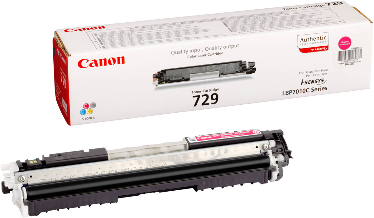 Canon 729, Magenta тонер-картридж для i-SENSYS LBP7010C/LBP7018C4368B002 Canon 729, Magenta тонер-картридж для i-SENSYS LBP7010C/LBP7018C4368B002Оригинальный картридж Canon 729 с оригинальным тонером гарантирует профессиональный вид печатаемых документов и высокую производительность. Надежная печать без проблем. Точная цветопередача и быстрое высыхание.
