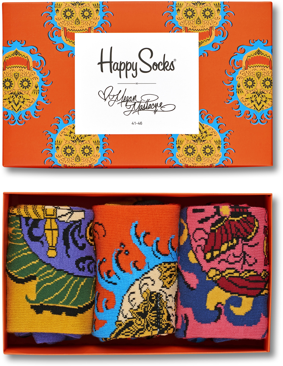Комплект носков Happy socks, цвет: мультиколор. XMEG08. Размер 25XMEG08 Комплект носков Happy socks, цвет: мультиколор. XMEG08. Размер 25XMEG08Яркие носки Big Bang Socks выполнены из высококачественного хлопка с добавлением полиамида и эластана, которые обеспечивают отличную посадку. В комплект входит три пары разноцветных носков с разными принтами. Модель оснащена эластичной резинкой, которая плотно облегает ногу, не сдавливая ее, обеспечивает удобство. Комплект упакован в фирменную коробку.