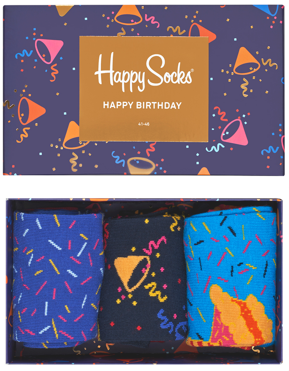 Комплект носков Happy socks, цвет: мультиколор. XBDA08. Размер 29XBDA08 Комплект носков Happy socks, цвет: мультиколор. XBDA08. Размер 29XBDA08Яркие носки Big Bang Socks выполнены из высококачественного хлопка с добавлением полиамида и эластана, которые обеспечивают отличную посадку. В комплект входит три пары разноцветных носков с разными принтами. Модель оснащена эластичной резинкой, которая плотно облегает ногу, не сдавливая ее, обеспечивает удобство. Комплект упакован в фирменную коробку.