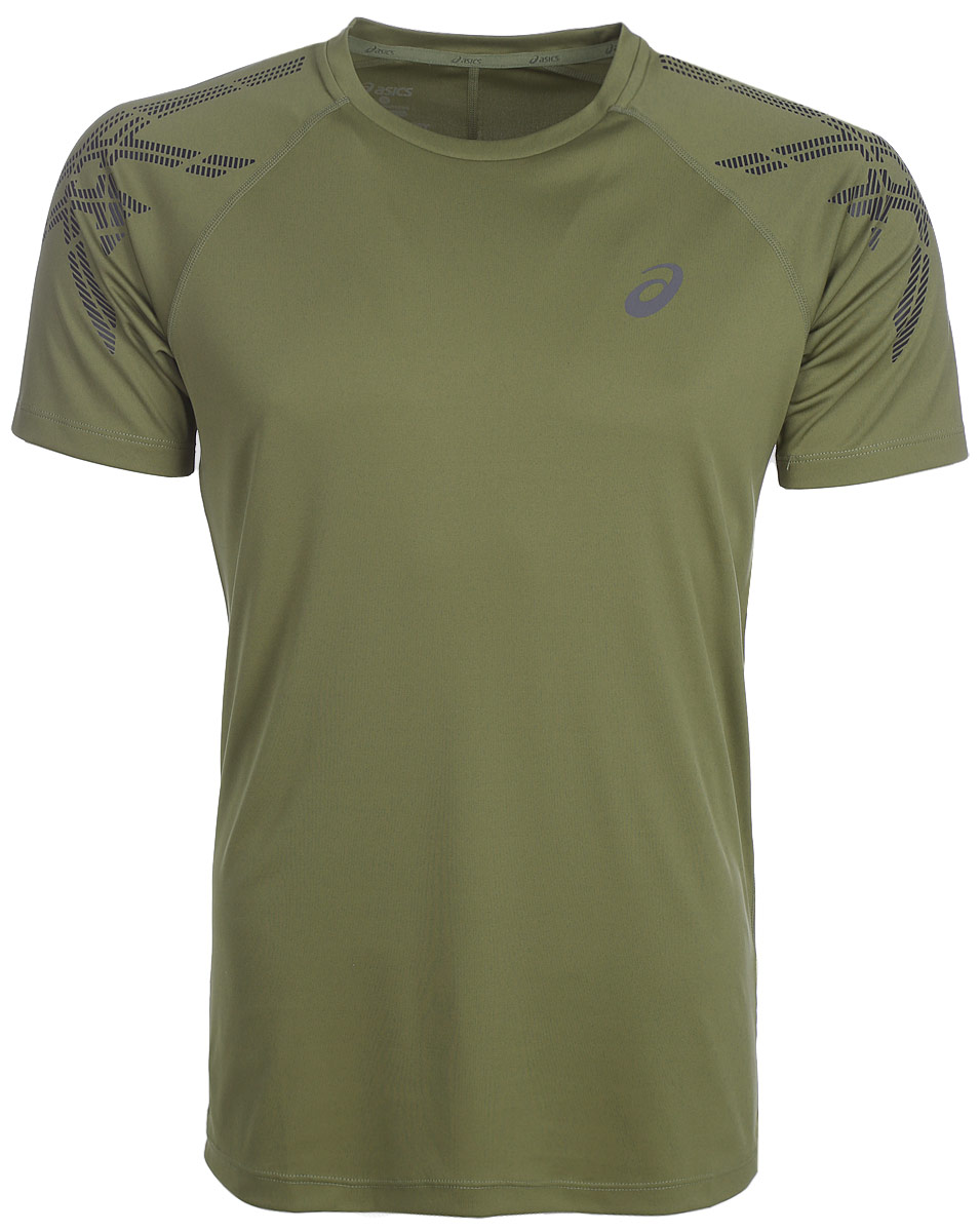 Футболка для бега мужская Asics Asics Stripe SS Top, цвет: хаки. 141199-4030. Размер L (50/52)141199-4030 Футболка для бега мужская Asics Asics Stripe SS Top, цвет: хаки. 141199-4030. Размер L (50/52)141199-4030Мужская футболка для бега Asics Asics Stripe SS Top выполнена из 100% полиэстера. Модель с круглым вырезом горловины и короткими рукавами.