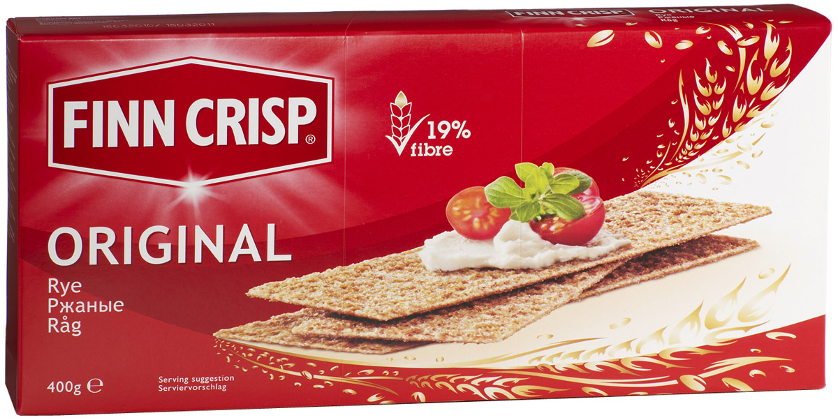 Finn Crisp Original хлебцы ржаные, 400 г20128 Finn Crisp Original хлебцы ржаные, 400 г20128В 1952 году началось производство сухариков FINN CRISP (ФИНН КРИСП), когда стартовали Олимпийские Игры в Хельсинки (Финляндия).Многие годы натуральные ржаные сухарики FINN CRISP отражают дух Финляндии для миллионов покупателей по всему миру, заботящихся о здоровом питании. Высушивать хлеб - давняя финская традиция и FINN CRISP до сих пор придерживаются этой традиции создавая хлебцы по старому классическому финскому рецепту.Бренд FINN CRISP принадлежит компании VAASAN Group’s.VAASAN - это крупнейшая хлебопекарная компания в Балтийском регионе со столетней историей, занимающаяся производством продукции для правильного и здорового питания. Занимающая второе место по производству сухариков и хлебцев, а её продукция экспортируются в более чем 50 государств!Уважаемые клиенты! Обращаем ваше внимание на то, что упаковка может иметь несколько видов дизайна. Поставка осуществляется в зависимости от наличия на складе.