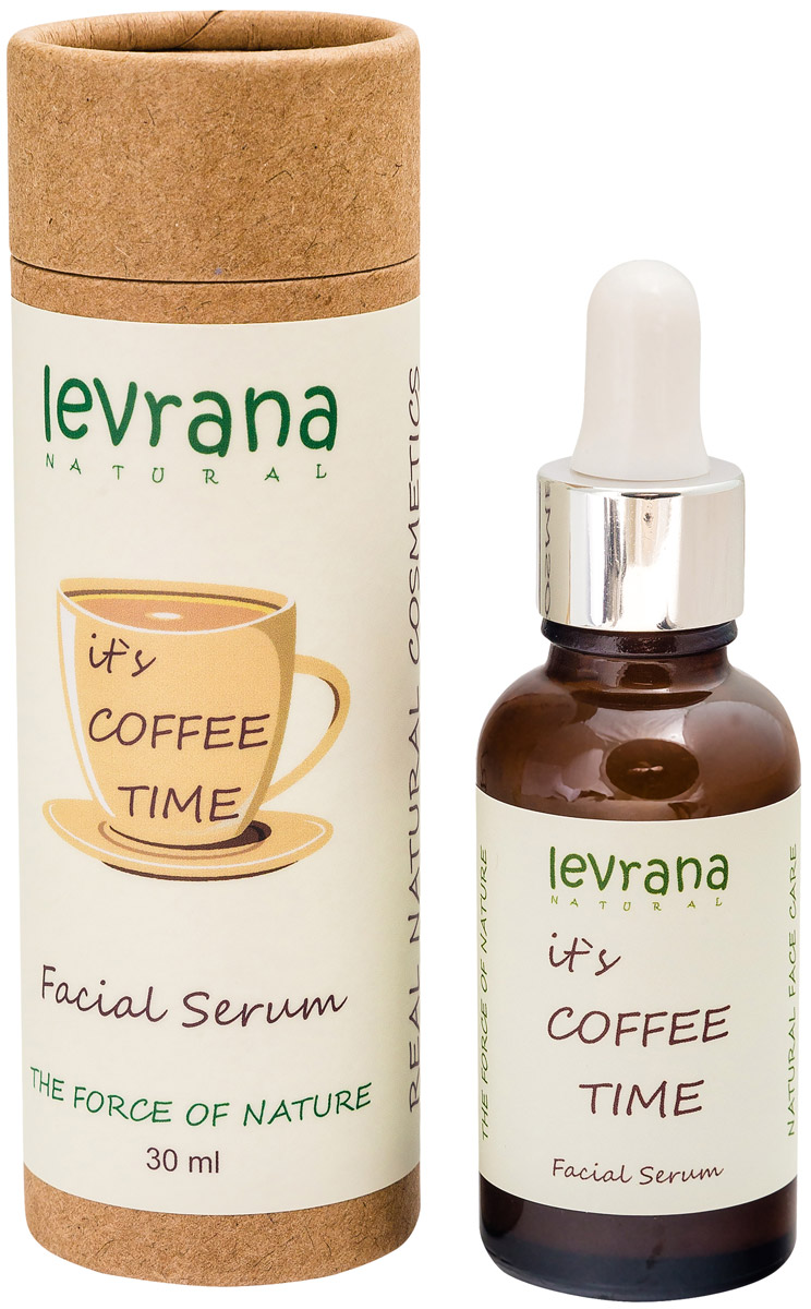 Levrana Сыворотка для лица it`s coffee time с кофеином, 30 млSF07 Levrana Сыворотка для лица it`s coffee time с кофеином, 30 млSF07Подходит для всех типов кожи. Эта легкая текстурированная формула содержит чрезвычайно высокую концентрацию кофеина, дополненную сверхкритическим CО2 экстрактом листьев зеленого чая.Местное использование кофеина и СО2 экстракта зеленого чая способствует уменьшению внешнего вида отечности и темных кругов в контуре глаз. Видимый результат возможен через 35 дней, после цикла обновления верхнего слоя кожных клеток.Единственное, надо помнить что в некоторых случаях темные круги под глазами - это физиологическая особенность, из-за близкого расположения капилляров к стенкам кожи.Опухлость под глазами может возникать из-за неправильной работы внутренних органов.