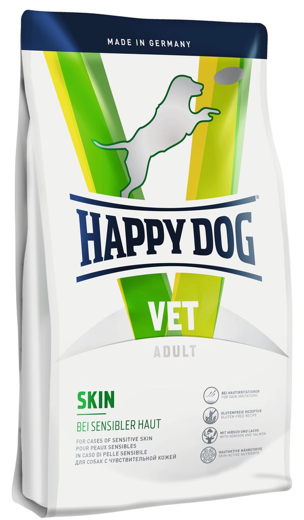Корм сухой Happy Dog Skin для собак с чувствительной кожей, 1 кг60367 Корм сухой Happy Dog Skin для собак с чувствительной кожей, 1 кг60367Сухой корм Happy Dog Skin- эксклюзивный источник животного протеина (оленина и лосось). Он стимулирует рост шерстяного покрова,уменьшает внесезонную линьку, укрепляет волосяную луковицу .Высокое содержание питательных веществ, необходимых для поддержания кожного обмена веществ (омега-3 и омега-6-жирные кислоты, вит. A, вит. E, биотин, ниацин и цинк). В составе легкоусвояемые ингредиенты.Цель:Восстановление кожи и поддержка кожного обмена - укрепление барьерной функции кожи. Показания:Раздражение кожи и избыточная потеря шерсти вследствие дерматозов и кормовой непереносимости Противопоказания: молодые животные до 6 месяцев, беременность, лактация, непереносимость одного или нескольких компонентов.