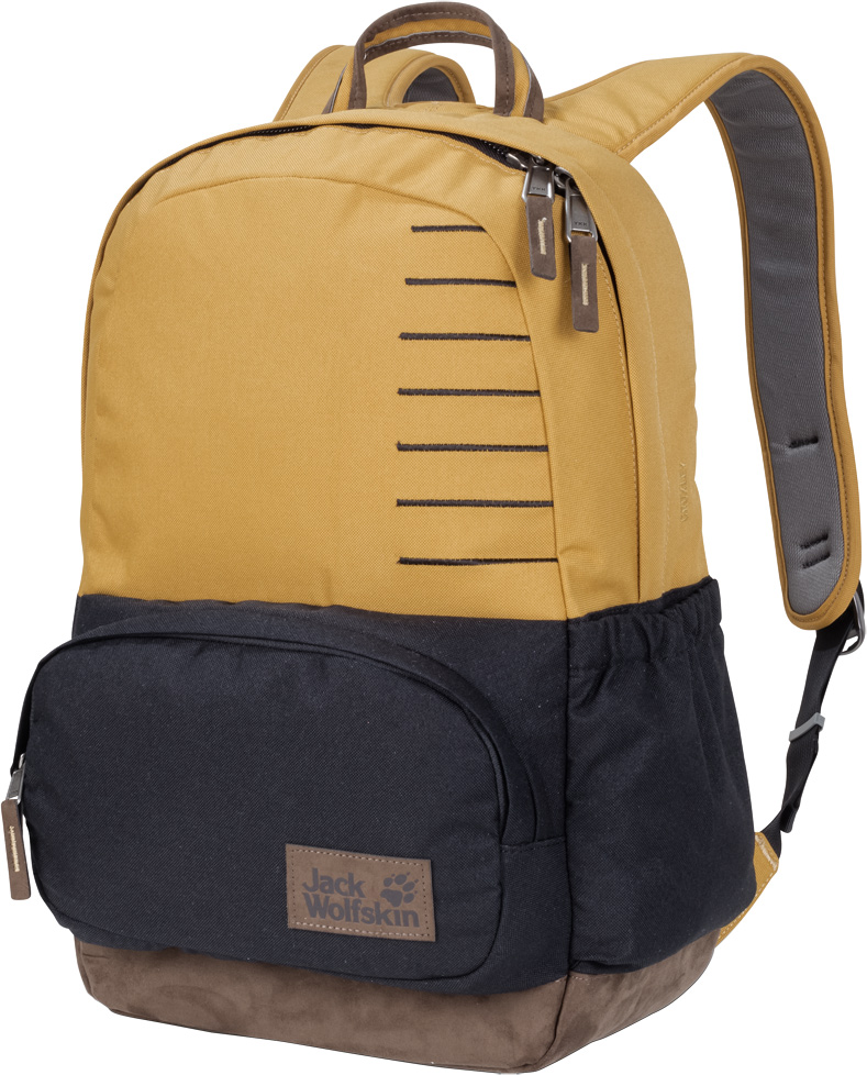 Рюкзак Jack Wolfskin Croxley, цвет: желтый, черный, 22 л. 2004142-52062004142-5206 Рюкзак Jack Wolfskin Croxley, цвет: желтый, черный, 22 л. 2004142-52062004142-5206Рюкзак Jack Wolfskin Croxley в классическом стиле подходит как для путешествий, так и для ежедневного использования. Фраза классический дизайн наиболее точно описывает стиль нашего городского рюкзака Croxley. В дополнение к вместительному основному отделению и боковому карману, в данной модели также имеется передний карман в классическом стиле. Рюкзак Jack Wolfskin Croxley сшит из износостойкой ткани из переработанных материалов и искусственной замши.