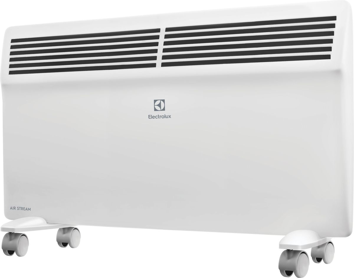 Electrolux ECH/AS-1500MR конвекторECH/AS-1500MR Electrolux ECH/AS-1500MR конвекторECH/AS-1500MRЭлектрический конвектор Electrolux Air Stream имеет нагревательный элемент нового поколения X-DUOS с увеличенной площадью теплоотдачи. Конвектор работает в режимах полной и половинной мощности. Класс влагозащищенности IP 24. Предусмотрена настенная и напольная установка.Нагревательный элемент X-DUOSНагревательный элемент X-DUOS, разработанный для серии AIR STREAM представляет собой цельнолитую Х-образную ребристую конструкцию, выполненную из специального сплава алюминия с применением Nano-технологий, что позволило добиться равномерной температуры по всей длине нагревательного элемента. Главная особенность нагревательного элемента заложена в специальной обработке его поверхности, на выходе структура его поверхности получается «ракушечной». Данная технология позволила увеличить площадь поверхности теплоотдачи на 25% по сравнению со стандартными монолитными нагревательными элементами.Форма X-DUOS и структура его поверхности обеспечивает максимальный теплосъем с минимальным сопротивлением потоку теплого воздуха. Это позволяет быстро обогревать помещение и значительно экономить электроэнергию (до 20%, если сравнивать с другими типами обогревателей).Монолитная конструкция нагревательного элемента X-DUOS сводит к минимуму все возможные тепловые потери, обеспечивая моментальный нагрев воздуха, тем самым демонстрируя высокий показатель надежности и более долгий срок эксплуатации прибора. Благодаря особенностям конструкции и Nano-технологиям, примененным в производстве материалов для нагревательного элемента, X-DUOS абсолютно бесшумно выходит на рабочую температуру за рекордно короткий срок — до 75 секунд.Удобство использованияКонвектор AIR STREAM оснащен функциями, которые восстанавливают заданные пользователем режимы работы, даже после его штатного или же принудительного отключения (скачки электрической сети, выход прибора из строя). Активация функций «Память заданной температуры» и «Auto Restart» позволит возобновить работу конвектора в том режиме работы, который был задан до его отключения. Данные функции избавляют пользователя от повторных выставлений настроек обогревателя.Для управления конвектором AIR STREAM используется высоконадежный механический термостат.Надежность и безопасность работыЭлектрические конвекторы AIR STREAM, выпускаемые компанией Electrolux, пожаробезопасны, выдерживают перепады напряжения в электрической сети, имеют высокий класс влагозащищенности. Многоуровневая система безопасности оперативно реагирует на любые перемены, которые могут привести к сбою в работе конвектора. Это защита от перегрева и попадания внутрь прибора посторонних предметов, мешающих воздухообмену, нештатного отключения электроэнергии. В таких случаях функция самодиагностики в электрических обогревателях Electrolux дает возможность быстрого определения неисправности прибора. Конвекторы AIR STREAM имеют высокую степень пылевлагозащищенности IP 24 (защита от брызг и струй воды), что позволяет без риска устанавливать их во влажных помещениях. В рабочем режиме температура корпуса конвектора незначительна, это дает возможность устанавливать его на стенах, выполненных из дерева.Универсальный монтажЭлектрический конвектор Air Stream имеет два варианта размещения: стационарный (закрепляется на стене) и напольный (устанавливается на специальные ножки с роликами для мобильного перемещения из комнаты в комнату). В комплектацию каждого конвектора входят все необходимые элементы для его монтажа. Кронштейн для настенного размещения имеет дополнительную ступень защиты — это пластиковые ограничители, которые предотвращают падение прибора, даже если вследствие удара или сильного толчка, он случайно соскочит с монтажного кронштейна. Защитные пластиковые ограничители позволяют наклонить конвектор вперед и произвести очистку стены и самого конвектора от пыли, не демонтируя прибор. Для напольной установки в комплектацию конвектора входят ножки с роликами. Инженеры Electrolux тщательно проработали и усилили их конструкцию, повысив устойчивость и надежность напольного размещения электрического прибора. Любой из вариантов установки обогревателя займет всего несколько минут.