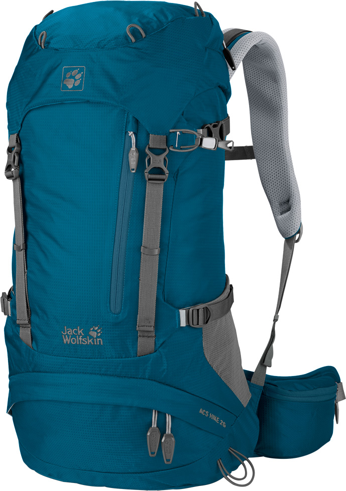Рюкзак туристический Jack Wolfskin Acs Hike 26 Pack, цвет: синий, 26 л. 2004571-18002004571-1800 Рюкзак туристический Jack Wolfskin Acs Hike 26 Pack, цвет: синий, 26 л. 2004571-18002004571-1800Походный рюкзак Jack Wolfskin Acs Hike 26 Pack обладает хорошей вентиляцией и сетчатой тканью в области спины для однодневных походов. Целый день в горах, на природе и в живописных местах с универсальным и практичным рюкзакомAcs Hike 26 Pack. Отличная вентиляция спины, присущая системам ACS, а также гибкие возможности организации пространства позволят вам разместить и удобно нести все необходимое для дневного маршрута независимо от его сложности.Рюкзак Acs Hike 26 Pack, с практичным классическим кроем, имеет отделение в клапане и передний карман для мелких вещей. В основном отделении достаточно места для непромокаемой куртки, запасов еды. Энергетические батончики укладываются в два дополнительных кармана на поясном ремне. Там же можно закрепить и бутылку с водой.При сильном потоотделении на подъеме, спуске или просто в жару, рюкзак Acs Hike 26 Pack сохранит вашу спину комфортно сухой. Подвесная система ACS обеспечивает движение воздуха по спине. Все, что контактирует с вашей спиной - это воздухопроницаемая сетка. Таким образом, между спиной и корпусом рюкзака образуется проем, обеспечивающий эффективную циркуляцию свежего воздуха.Объем: 26 л.