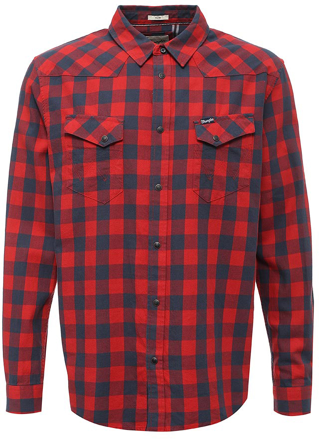 Рубашка мужская Wrangler, цвет: красный, темно-синий. W57164B1C. Размер L (48)W57164B1C Рубашка мужская Wrangler, цвет: красный, темно-синий. W57164B1C. Размер L (48)W57164B1CСтильная мужская рубашка Wrangler выполнена из высококачественного хлопка и оформлена узором в клетку, фирменной нашивкой с названием бренда на лицевой стороне. Модель приталенного силуэта с отложным воротником и длинными рукавами застегивается спереди на пуговицу и кнопки. На рукавах предусмотрены манжеты с застежками-кнопками. Лицевая сторона изделия дополнена двумя накладными карманами на кнопках. Фирменная прострочка на карманах завершает композицию.