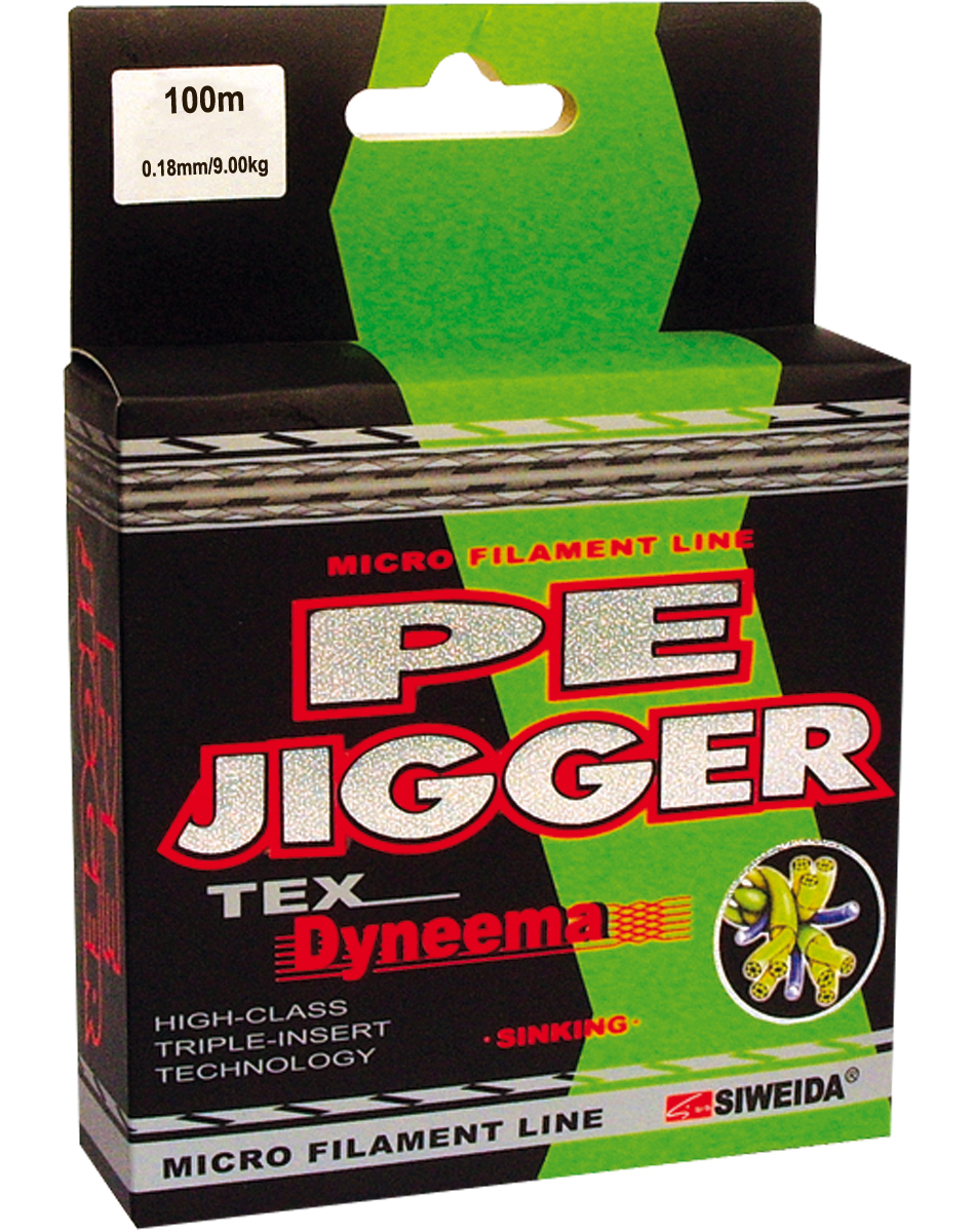Шнур плетеный SWD Pe Jigger, цвет: зеленый, длина 100 м, сечение 0,18 мм, нагрузка 9 кг13-12-17-222 Шнур плетеный SWD Pe Jigger, цвет: зеленый, длина 100 м, сечение 0,18 мм, нагрузка 9 кг13-12-17-222Плетеный шнур, изготовленный из волокна DYNEEMA, сечением 0,18мм (разрывная нагрузка 9,00кг) и длиной 100м. Благодаря микроволокнам полиэтилена (Super PE) шнур имеет очень плотное плетение, не впитывает воду, имеет гладкую поверхность и одинаковое сечение по всей длине. Отличается практически нулевой растяжимостью, что позволяет полностью контролировать спиннинговую приманку. Идеален для всех видов ловли. Цвет - зеленый.