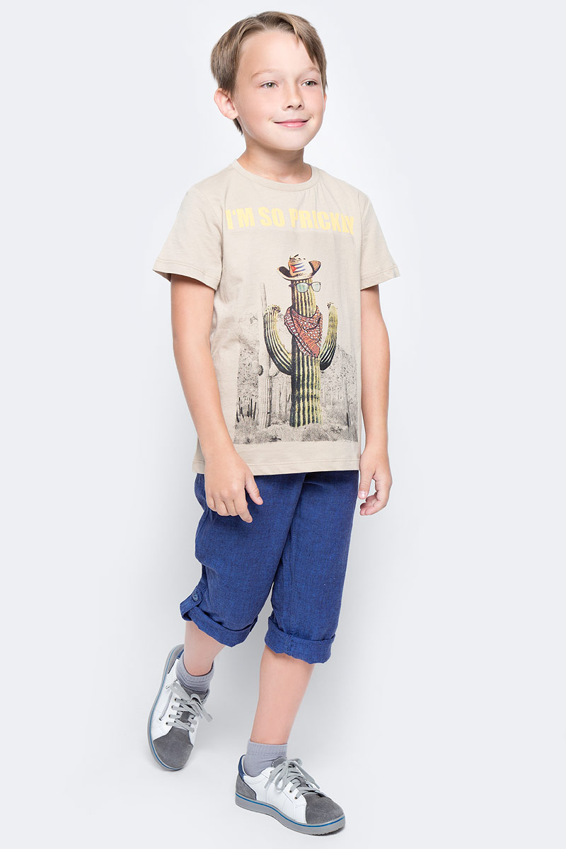 Футболка для мальчика Sela, цвет: песочный. Ts-811/583-7214. Размер 146Ts-811/583-7214 Футболка для мальчика Sela, цвет: песочный. Ts-811/583-7214. Размер 146Ts-811/583-7214Модная футболка для мальчика Sela выполнена из натурального хлопка и оформлена оригинальным принтом. Модель прямого кроя подойдет для прогулок и дружеских встреч и будет отлично сочетаться с джинсами и брюками. Воротник изделия дополнен мягкой трикотажной резинкой.Мягкая ткань комфортна и приятна на ощупь. Яркий цвет модели позволяет создавать стильные образы.