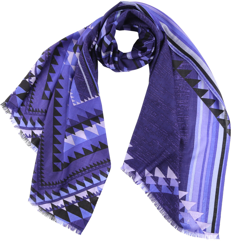 Шарф женский Fabretti, цвет: темно-синий, фиолетовый. YT2013-612. Размер 182 х 70 см