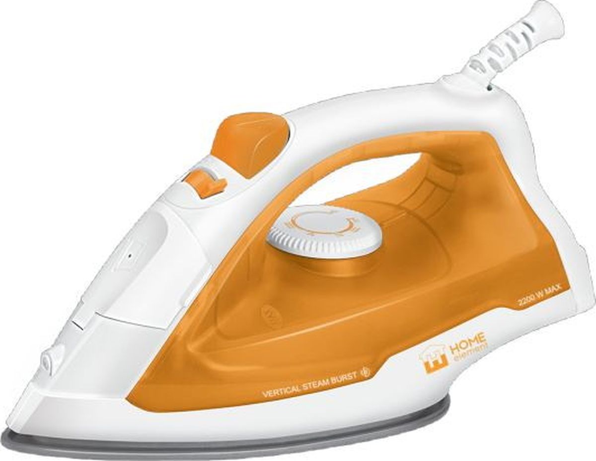 Home Element HE-IR211, Orange Agate утюгHE-IR211 агат Home Element HE-IR211, Orange Agate утюгHE-IR211 агат2200W рабочая поверхность из нерж.стали, 3 режима работы: сухое глажение,отпаривание и разбрызгивание, подача пара 30г/мин, вертикальный паровой удар 60 г/мин, функция сомоочистки, индикатор работы, объем резервуара 110 мл