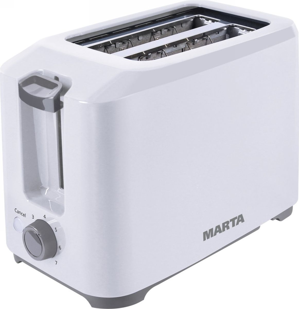 Marta MT-1710, White Pearl тостерMT-1710 белый Marta MT-1710, White Pearl тостерMT-1710 белый800W, корпус пластик, 6 режимов обжаривания, 2 отделения для тостов, функция отмены, Удобство хранения шнура, Лоток для крошек