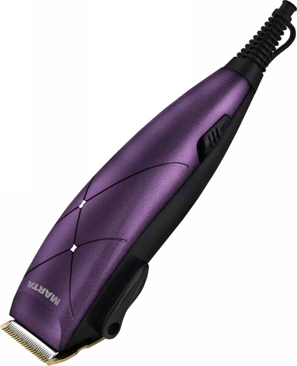 Marta MT-2207, Purple Charoite машинка для стрижкиMT-2207 чароит Marta MT-2207, Purple Charoite машинка для стрижкиMT-2207 чароит15-ваттная машинка Marta MT-2207 предназначена для создания превосходной стрижки в домашних условиях. Режущие лезвия, выполненные из высококачественной нержавеющей стали с титановым покрытием, надолго останутся острыми, а эргономичный корпус машинки обеспечит максимальное удобство при ее использовании.В комплект входит 4 насадки: 3 мм, 6 мм, 9 мм, 12 мм.
