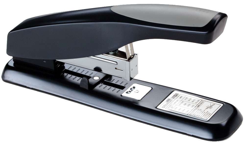 Office Force Stationery Степлер Heavy Duty цвет черный №24/6 23/6 23/8 23/10 23/1330130 Office Force Stationery Степлер Heavy Duty цвет черный №24/6 23/6 23/8 23/10 23/1330130Особо мощный степлер Office Force Heavy Duty с системой экономии усилия.Глубина закладывания бумаги: до 68 мм.Толщина пробивания: до 100 листов бумаги плотностью 80 г/м.Тип и размер применяемых скоб: 24/6; 23/6; 23/8; 23/10; 23/13 мм.Режим сшивания листов: закрытый. Материал: пластик, металл.Размер: 265 мм х 120 мм х 67 мм.Нескользящая прорезиненная подошва.