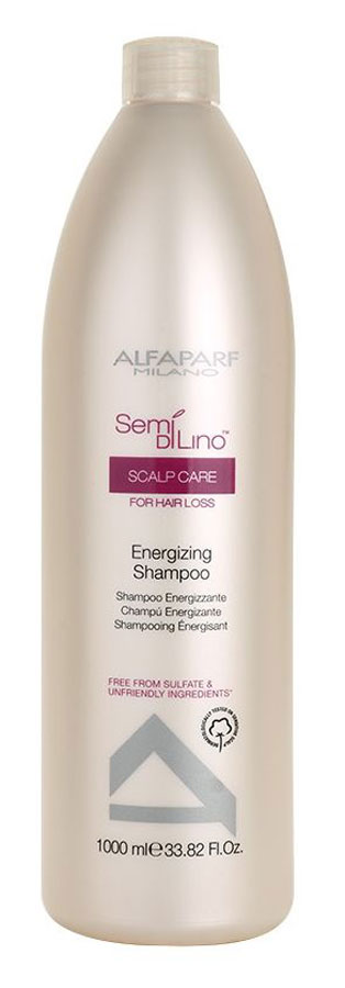 Alfaparf Semi Di Lino Scalp Energizing Shampoo Шампунь энергетический против выпадения волос, 1000 мл10027 Alfaparf Semi Di Lino Scalp Energizing Shampoo Шампунь энергетический против выпадения волос, 1000 мл10027Энергетический шампунь Alfaparf Milano нормализует цикл жизни и роста волос, стимулирует кожу головы и подготавливает ее к интенсивному уходу. Помогает предотвратить и сократить уровень выпадения волос. Энергетическое воздействие шампуня Альфапарф Милано обусловлено наличием в формуле особых активных ингредиентов: Shine Fix Complex (фиксация сияния), Color Fix Complex (защита цвета), Renovagenyl (восстановление и стимуляция кожи головы) и 3 Energizing Complex – тройной энергетический комплекс: он содержит плюрипотентные клетки винограда, экстракт зеленого грецкого ореха и экстракт рукколы, которые позитивно воздействуют на пролиферацию клеток кожи головы и защищают волосяные фолликулы от окисления и свободных радикалов, помогая предотвратить и сократить уровень потери волос. Объем: 1000 мл