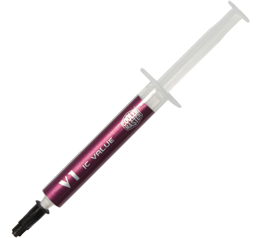 Cooler Master IC Value V1 термопаста, 4,6 гRG-ICV1-TW20-R1 Cooler Master IC Value V1 термопаста, 4,6 гRG-ICV1-TW20-R1IC Value V1 Thermal Compound (RG-ICV1-TW20-R1) - белая термопаста для использования с системами охлаждения ЦП, чипсетов, видеокарт и т.п.Удельный вес (при 25°С) 2,5 г/см3Теплопроводность: 1,85 Вт/(м·К)Объёмное удельное сопротивление: 1,0E+10 Ом·смТепловое полное сопротивление: Соответствует требованиям RoHSСрок хранения: 2 года