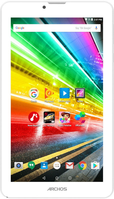 Archos 70 Platinum 3G70 PLATINUM 3G Archos 70 Platinum 3G70 PLATINUM 3GКогда вы в пути, оставайтесь на связи, как будто вы дома, благодаря поддержке 3G/H+ в ARCHOS 70 Platinum 3G. Это по-настоящему универсальный планшет, с помощью которого можно делать отличные снимки, играть в современные игры и смотреть фильмы. С учетом доступной цены, Archos 70 Platinum 3G превращается в незаменимого помощника.Archos 70 Platinum 3G оснащен 4-ядерным процессором, который позволяет наслаждаться современными играми во всей их красе. Планшет обладает потрясающей поддержкой форматов, благодаря этому вы можете смотреть любые видео с помощью приложения Archos Video Player app на роскошном IPS-дисплее с диагональю 7 дюймов.Archos 70 Platinum 3G оснащен передней и задней камерами, чтобы вы могли сделать яркие кадры запоминающихся событий или провести сеанс видео-связи с друзьями или коллегами, где бы вы ни находились.Беспроводные технологии непрерывно развиваются, что позволяет поставщикам услуг предлагать более быстрый доступ в Интернет. Технология 3G, используемая в Archos 70 Platinum, позволяет быстро передавать данные в любом месте, куда бы вас ни занесло.Archos 70 Platinum 3G работает на платформе Android 6.0 Marshmallow, в основе которой лежит безопасность и удобство использования. Традиционно у пользователя есть доступ к магазину Google Play с миллионами игр и приложений.Планшет сертифицирован EAC и имеет русифицированный интерфейс меню, а также Руководство пользователя.