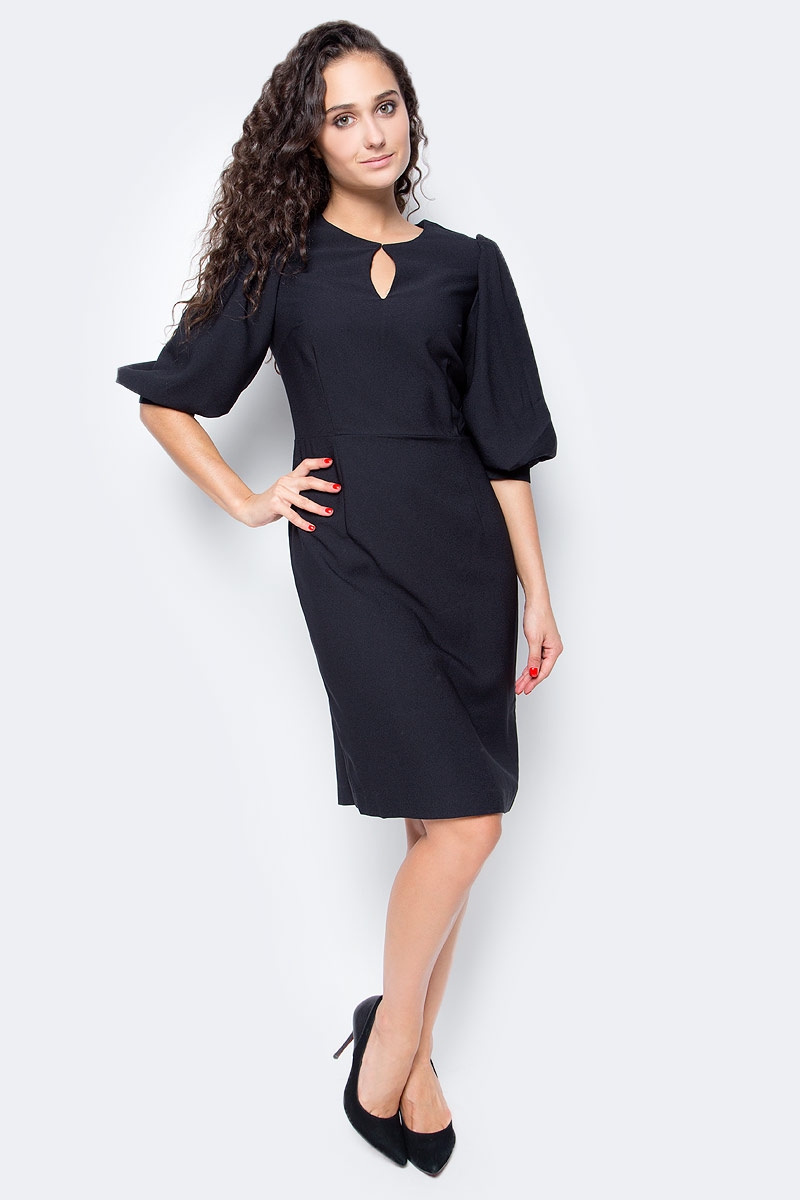 Платье Baon, цвет: черный. B457505_Black. Размер L (48)B457505_Black Платье Baon, цвет: черный. B457505_Black. Размер L (48)B457505_BlackЭлегантное платье от Baon с модными деталями позволит вам подать себя в выгодном свете. Изделие имеет приталенный силуэт, эффектно подчеркивающий фигуру. Объемные рукава - актуальная деталь этого сезона. На груди расположен вырез-капля. Платье застегивается на молнию на спине.