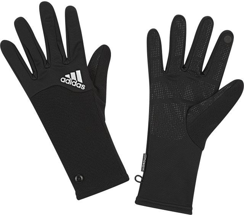 Перчатки для бега женские Adidas R Clmwm W Glove, цвет: черный. S94161. Размер L (22)S94161 Перчатки для бега женские Adidas R Clmwm W Glove, цвет: черный. S94161. Размер L (22)S94161В перчатках от adidas руки будут в тепле во время пробежек в холодную погоду. Дышащая технология climawarm эффективно согревает. Силиконовый узор на ладонях обеспечивает оптимальное сцепление. Флисовые вставки на кончиках пальцев созданы для использования мобильных устройств с сенсорными экранами без снимания перчаток.Дышащая технология climawarm сохраняет максимум естественного тепла тела даже при отрицательной температуре. Рифленые манжеты оформлены декоративными пуговицами. Перчатки дополнены светоотражающими элементами для безопасности в темное время суток.