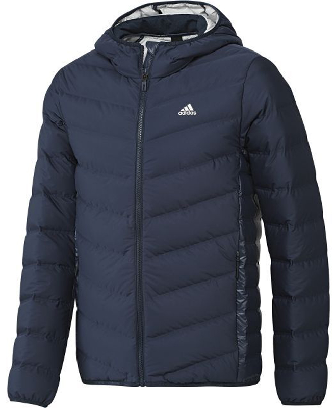 Пуховик мужской Adidas Nuvic Jacket, цвет: темно-синий. BQ4170. Размер XXL (60/62)BQ4170 Пуховик мужской Adidas Nuvic Jacket, цвет: темно-синий. BQ4170. Размер XXL (60/62)BQ4170Мужской пуховик от adidas выполнен из стеганого полиэстера на подкладке с утеплителем из утиного пуха и пера. Модель прямого кроя с капюшоном застегивается на молнию с защитой подбородка. Пуховик имеет два боковых прорезных кармана с застежкой на молнию и два внутренних кармана. Для наибольшего тепла и комфорта по краю капюшона, на манжетах и по низу изделия проходит узкая резинка.