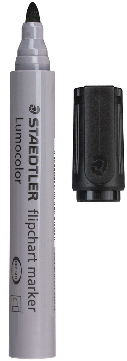 Staedtler Маркер для флипчарта Lumocolor цвет черный 356-9150756 Staedtler Маркер для флипчарта Lumocolor цвет черный 356-9150756Чернила на водной основе с нейтральным запахом не пропитывают бумагу, поэтому не пачкают нижележащие листы. Главным образом применяются для письма на бумажных блокнотах для флипчартов и других листах бумаги, используются для проведения презентаций.