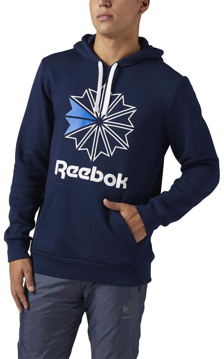 Худи мужское Reebok F Star Hoody, цвет: темно-синий. BR5024. Размер XL (56/58)BR5024 Худи мужское Reebok F Star Hoody, цвет: темно-синий. BR5024. Размер XL (56/58)BR5024Обновите свой стиль с помощью толстовки от Reebok Classics Star. Утепленная толстовка свободного кроя подчеркнет стиль и согреет в прохладную погоду, удобный карман-кенгуру, стильный классический принт спереди.Лучше всего подходит для повседневной носки. Флисовая подкладка для тепла.